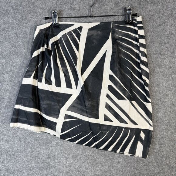 Zara Ruched Mini Skirt Dark Gray Black White Striped Pattern Women's Size M - Picture 5 of 9